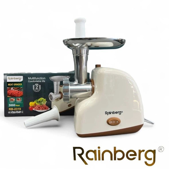 Мясорубка электрическая Rainberg RB-2319 с системой реверса насадка куббе 3000Вт Beige NH-47 Львов - изображение 1