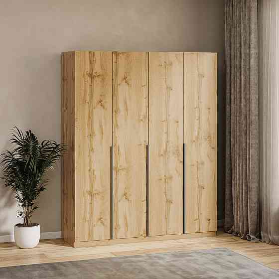 Шафа для одягу VAYS M-65 Дуб Аппалачі, 4-дверна з полицями та штангою, ЛДСП, 160×50×200 см - для спальні, дитячої, передпокою, гардеробної Львів