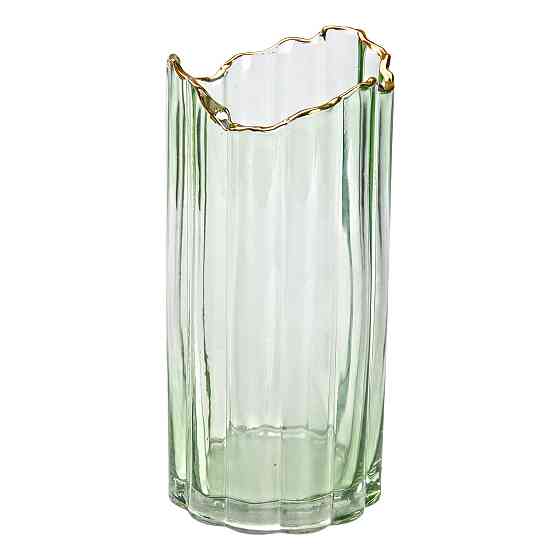 Yiwu Декоративна ваза із зеленого скла із золотим обідком 24,5 см HP-1715 Коломия