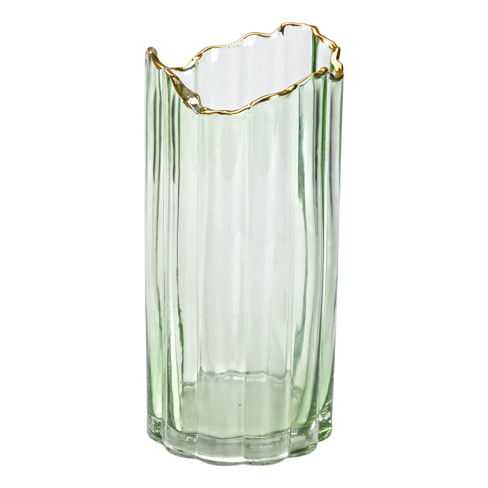 Yiwu Декоративна ваза із зеленого скла із золотим обідком 24,5 см HP-1715 Коломия - фото 1