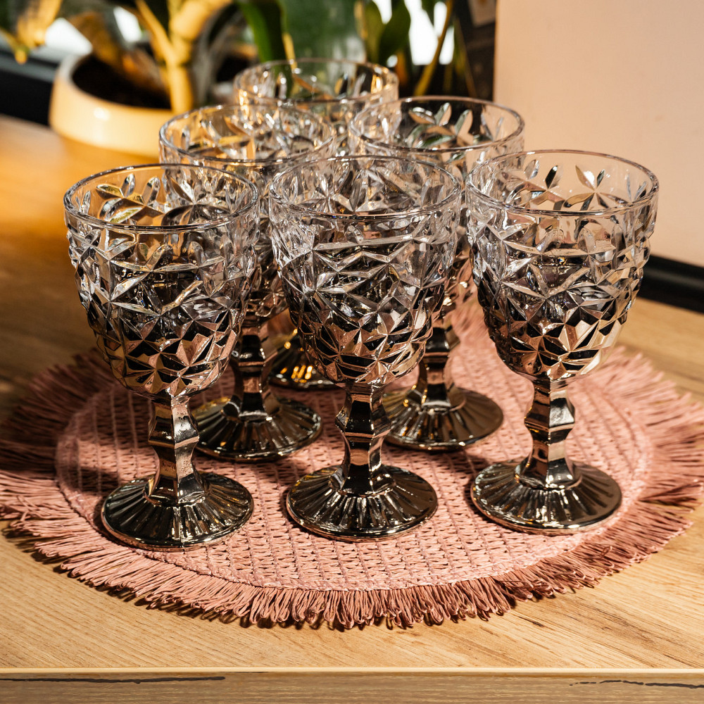 Набір келихів для вина 6 штук 240 мл винні келихи на ніжці скляні фужери для вина подарункові Сірий HP-19-182 Коломыя - изображение 3