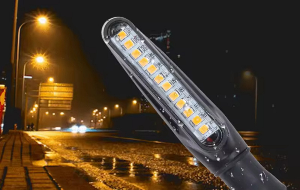 Светодиодные универсальные поворотники 2 шт для мотоцикла 11 см 12 v черный Киев - изображение 5