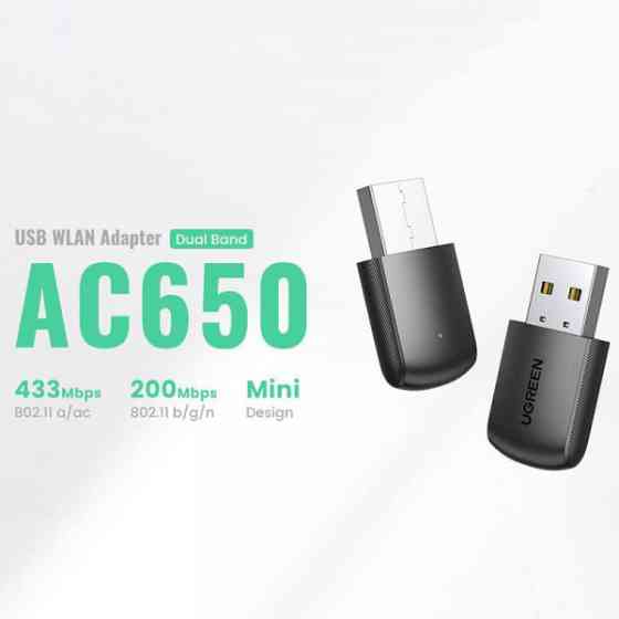 Адаптер WiFi UGREEN AC650 11ac Dual-Band USB 2.0 (CM448) (20204) Київ