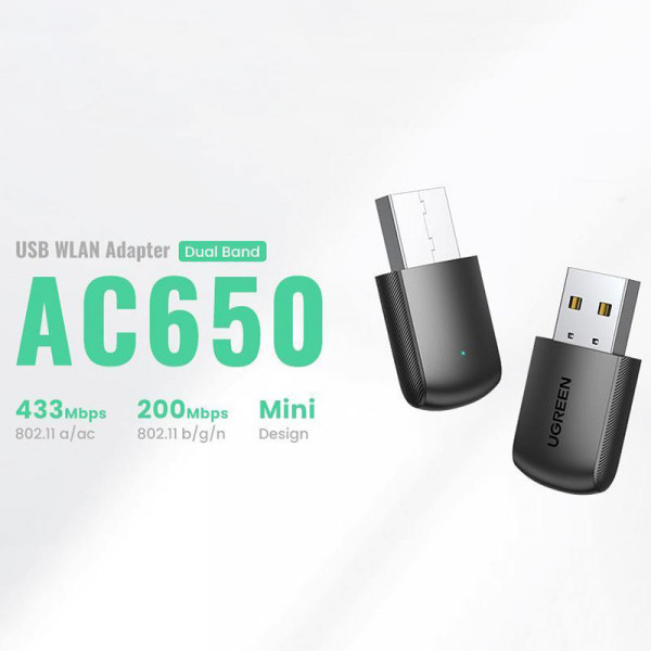 Адаптер WiFi UGREEN AC650 11ac Dual-Band USB 2.0 (CM448) (20204) Київ - фото 6