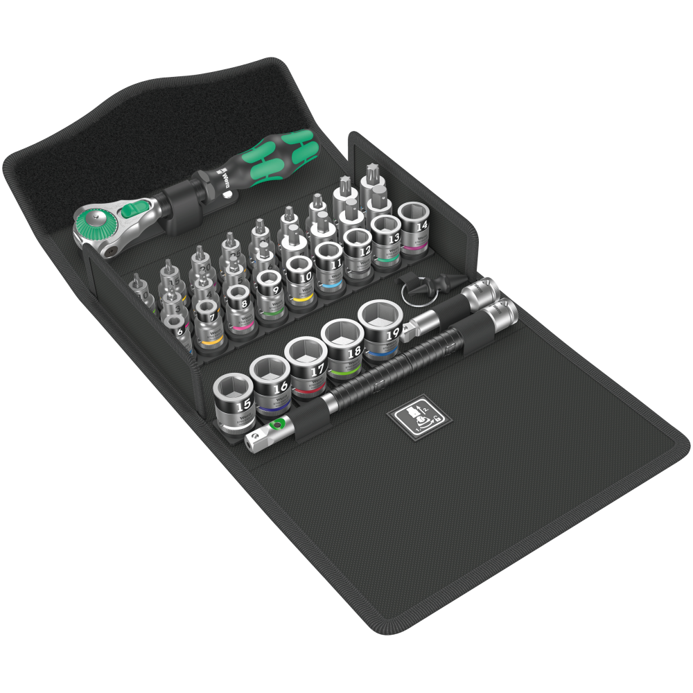 Набір торцевих головок з тріскачкою, подовжувачем 3/8" 35од. Wera Zyklop Speed 8100 SB All-in 05004090001 Одеса - фото 2