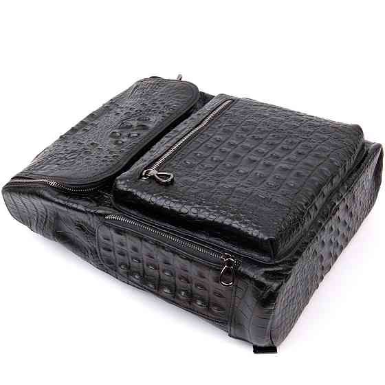 Рюкзак під рептилію шкіряний Vintage 20431 Чорний Київ