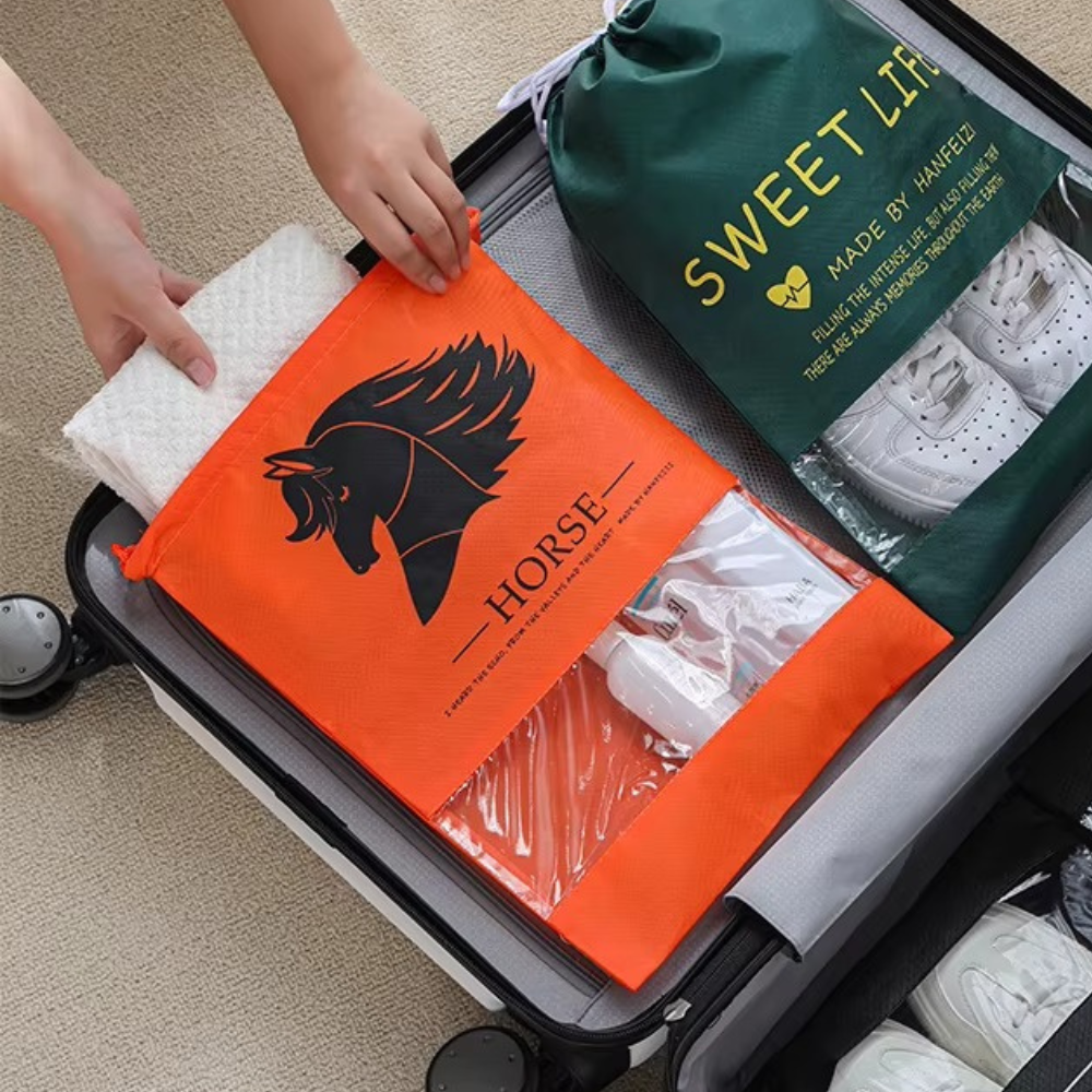 Мішок-сумка для взуття на затяжках, транспортувальна на шнурках для речей, розмір S - 37х26 см, колір помаранчевий Кам'янець-Подільський - фото 6