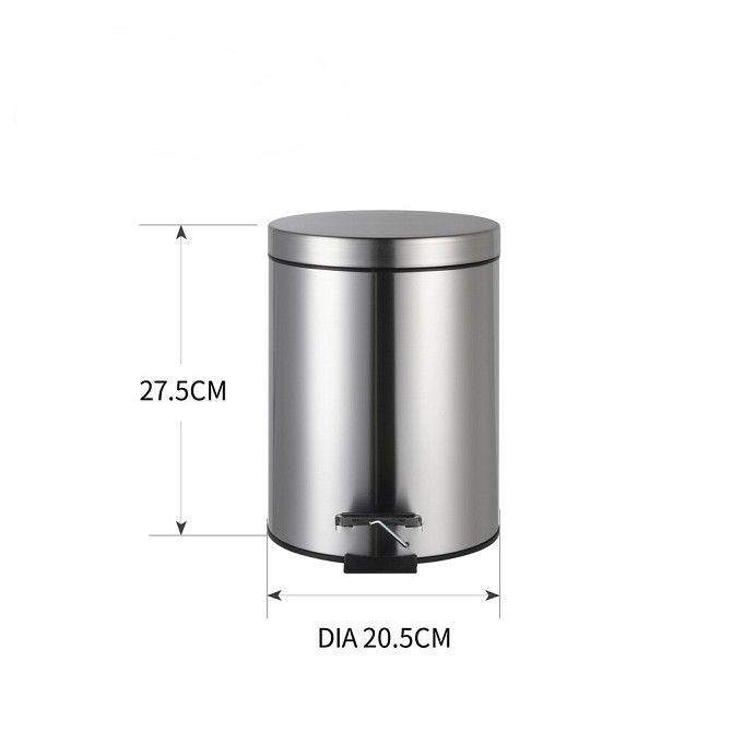 Мусорное ведро с плавным закрытием круглое Zerix Solo-TC0205 SS Color 5л цвет нержавейка антипалец (ZX5888) Черновцы - изображение 6
