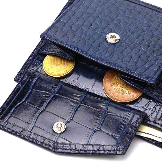 Интересное мужское портмоне из натуральной фактурной кожи Синее (CANPELLINI) Киев