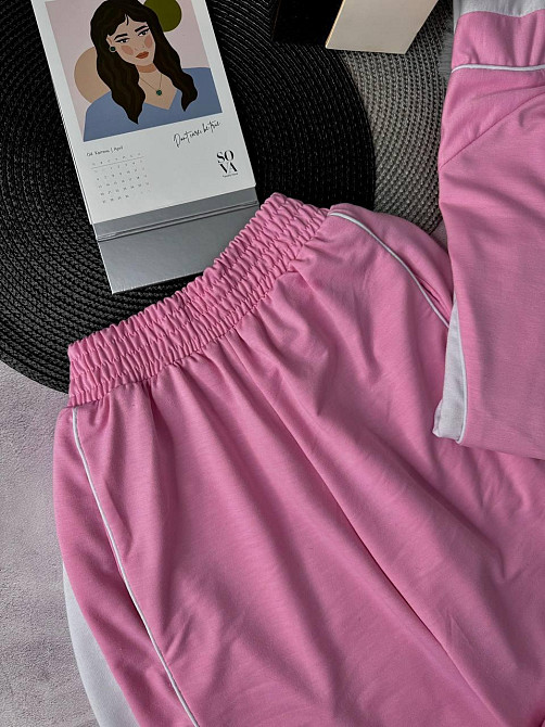 Женский стильный повседневный костюм двойка двунить Розовый, 48/52 Одесса - изображение 8