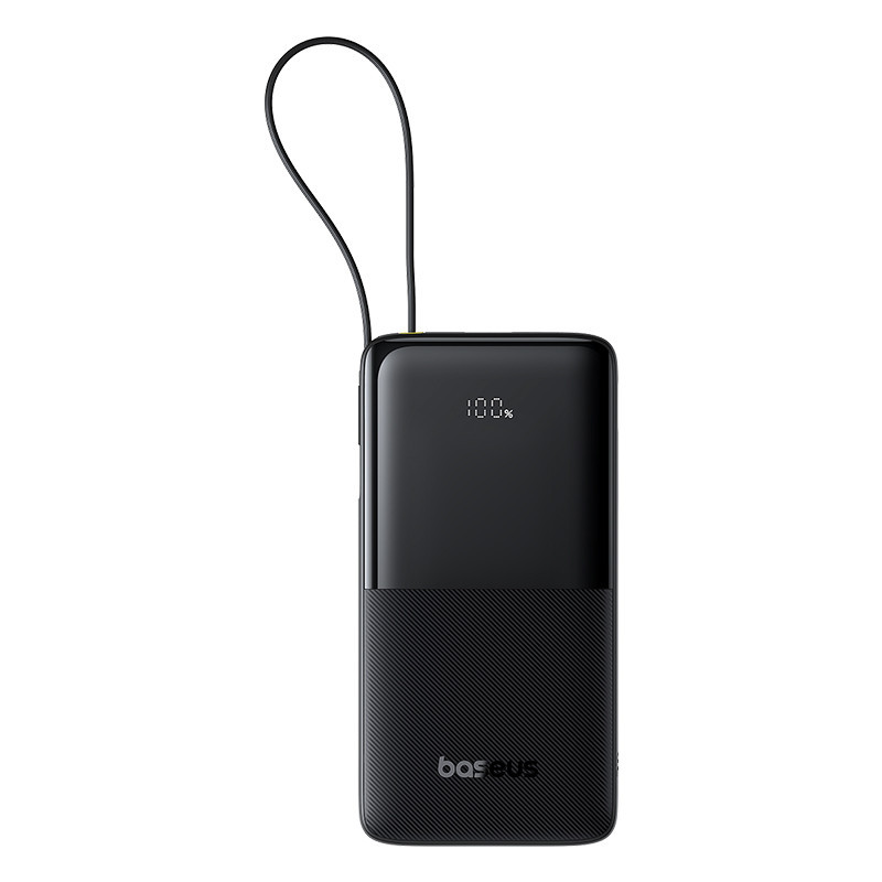 Зовнішній акумулятор Baseus Bipow 2 Digital Display Power Bank With Built-in USB-C Cable 20000mah 20W Cluster Black Київ - фото 3