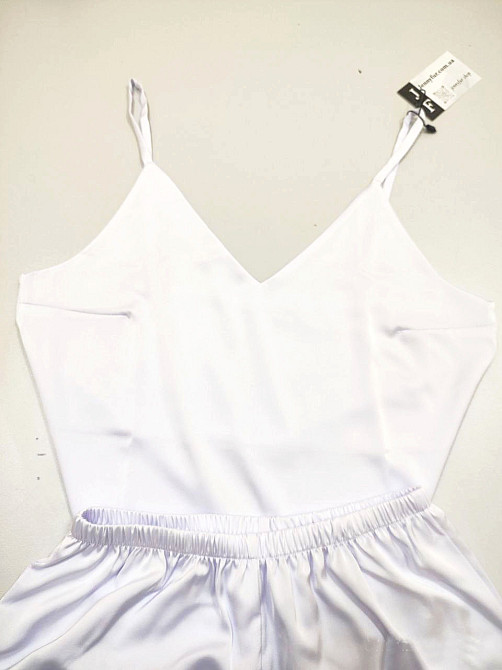 Пижама женская шелковая с шортами Белый 42 Харьков - изображение 8