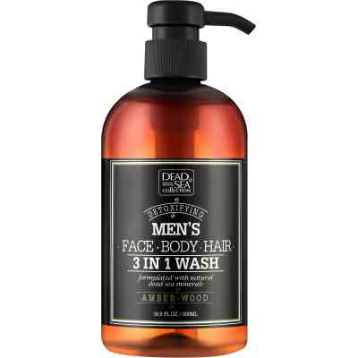 Гель для душа Dead Sea Collection Amber Wood мужской 3 в 1 для тела, волос и лица 500 мл (7290119481507) Винница