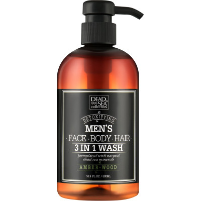Гель для душа Dead Sea Collection Amber Wood мужской 3 в 1 для тела, волос и лица 500 мл (7290119481507) Винница - изображение 1