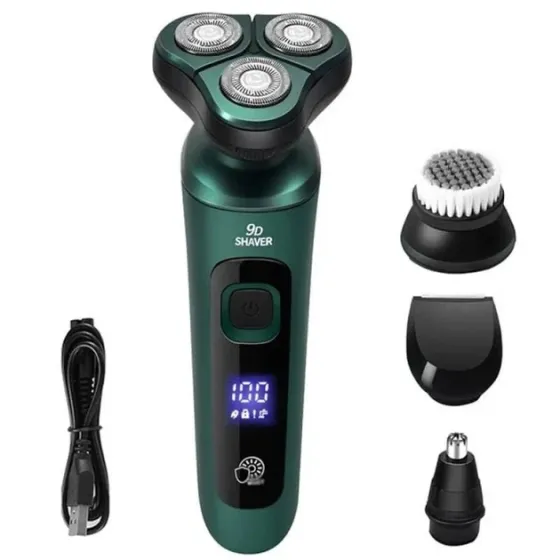 Електробритва 4в1 Shaver 9D: водонепроникний акумуляторний чоловічий набір для гоління та тример з ЖК-дисплеєм Одеса