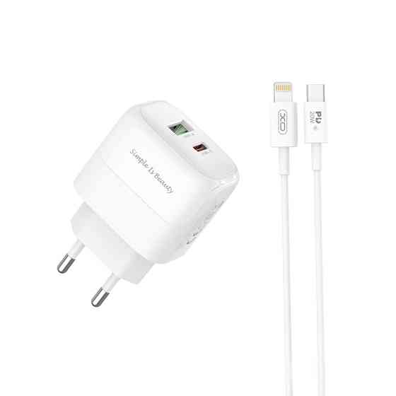 Мережевий зарядний пристрій XO L137 PD20W/QC18W 1USB-A+1USB-C + Lightning кабель білий Львів