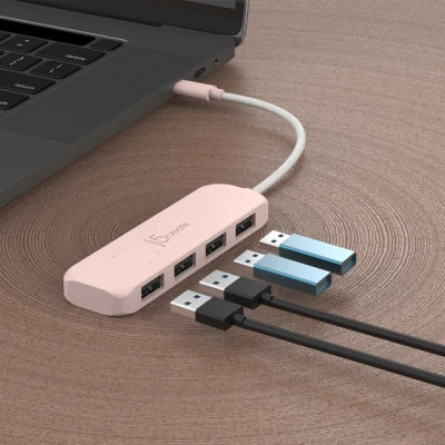 Концентратор J5create USB-C to 4xUSB-A 3.2 10Gbps rose (JCH341ER-N) Винница - изображение 5