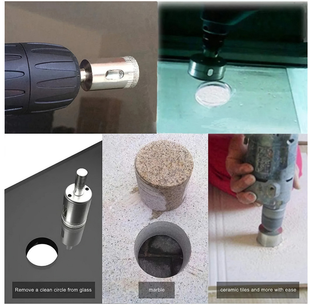 Набор для сверления и резки плитки/стекла: алмазные коронки + направляющий кондуктор + ручка-стеклорез (маркер-резак) (822760617) Киев - изображение 7