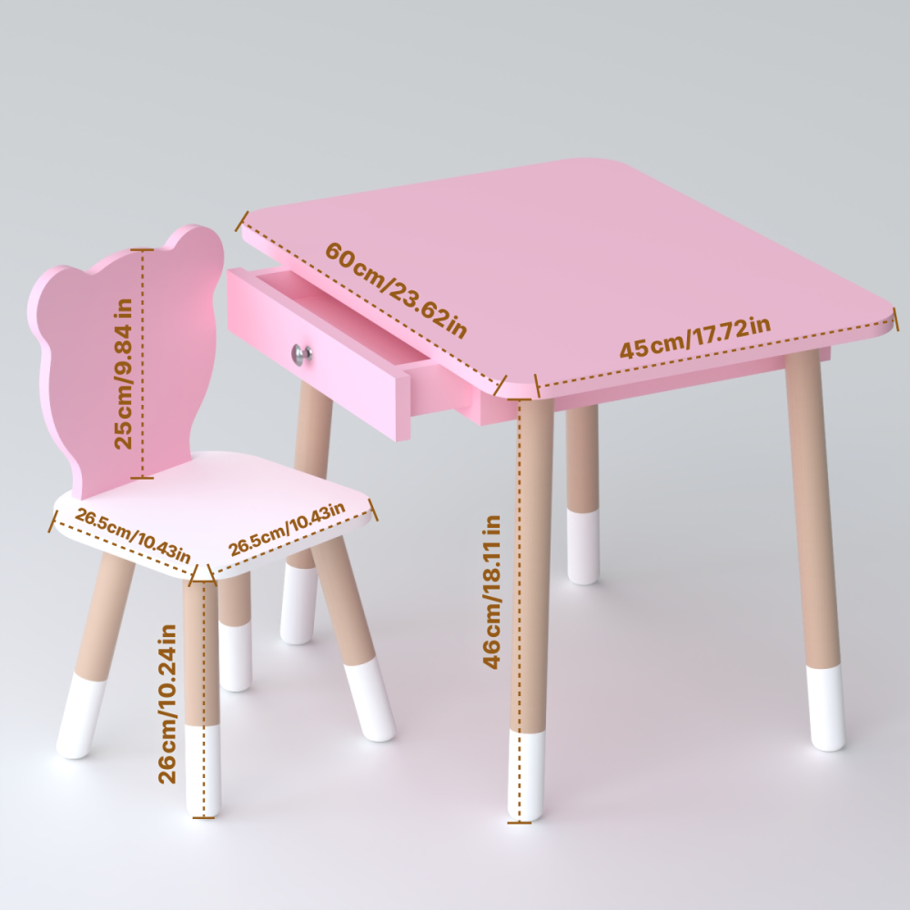Розовий стіл зі стільчиком для дитячої кімнати Киев - изображение 1