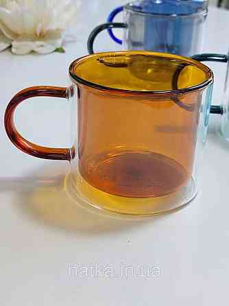 Чашка з подвійним дном Olens "Ейфорія" 250 мл бурштинова для дому кафе та ресторану Київ