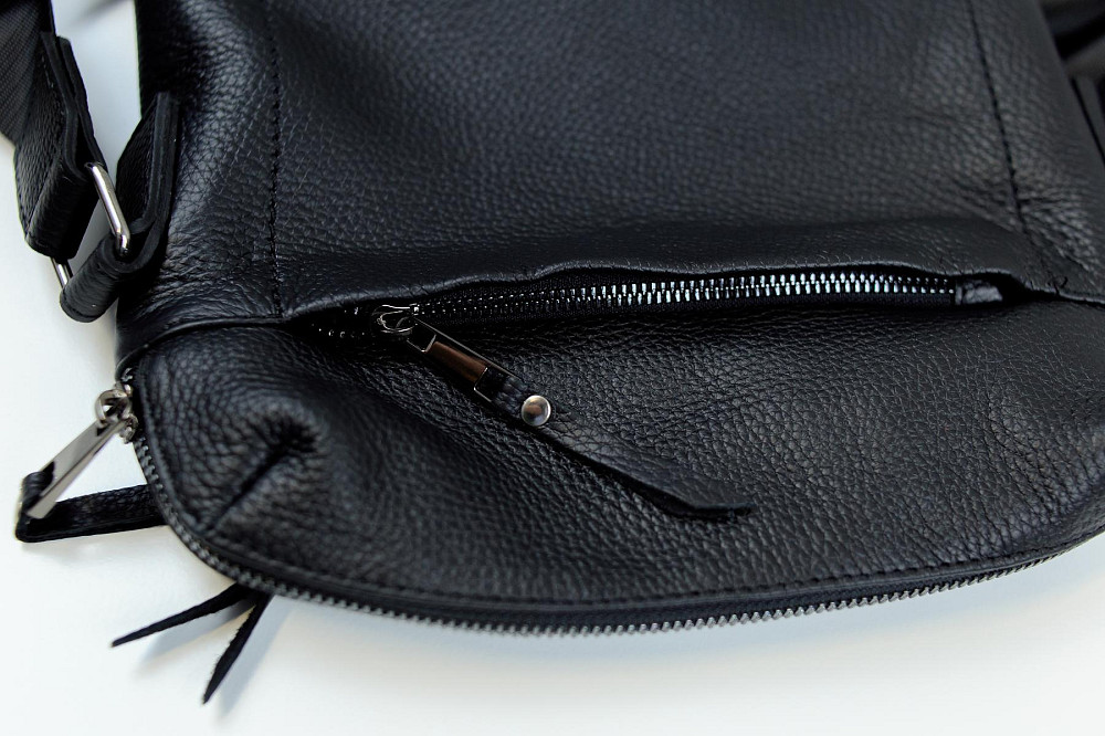 Сумка-мессенджер из натуральной кожи, сумка через плечо мужская SKILL Tablet (Черная) Сумы - изображение 10