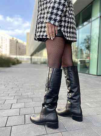 Valiente Чоботи жіночі VALIENTE чорні натуральна шкіра висота 41см обхват 37-38см каблук 8см (4 Коломия