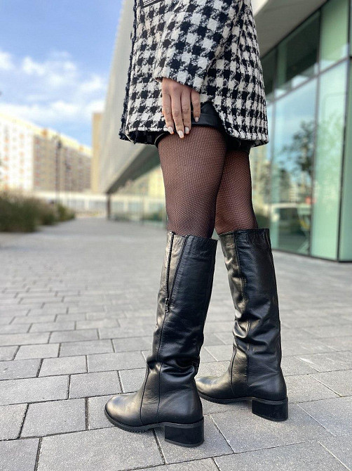 Valiente Чоботи жіночі VALIENTE чорні натуральна шкіра висота 41см обхват 37-38см каблук 8см (4 Коломыя - изображение 4