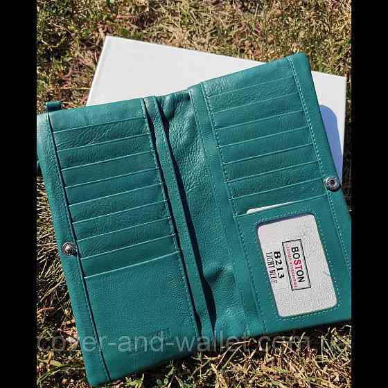 Стильный женский кожаный кошелек клатч бирюзового цвета Boston B 213 Киев