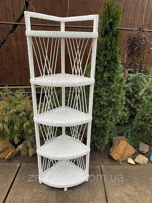 Этажерка плетеная белая угловая Киев - изображение 3