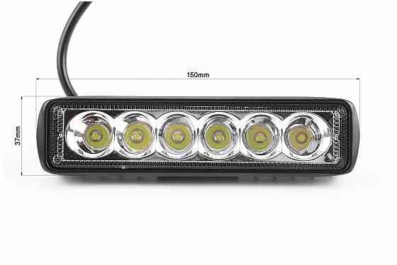 Фара додаткова світлодіодна вологозахисна - 6 LED з кріпленням, прямокутна 150*37мм Бершадь