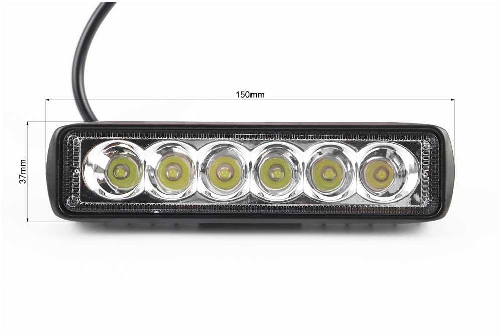 Фара додаткова світлодіодна вологозахисна - 6 LED з кріпленням, прямокутна 150*37мм Бершадь - изображение 3