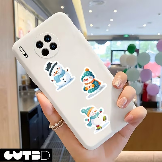 Новорічні наклейки зі сніговиками 500 шт – рулон, 8 дизайнів Київ - фото 5