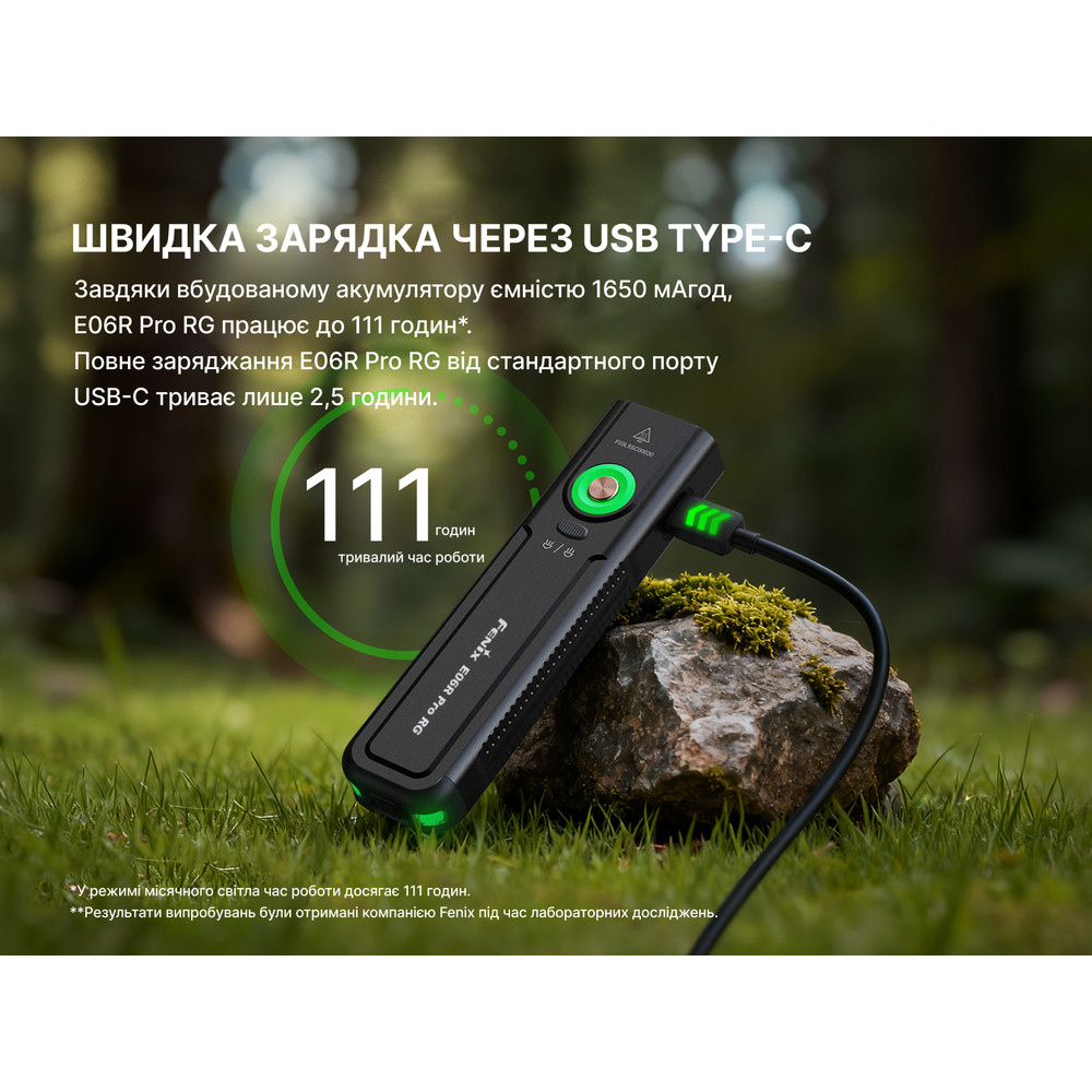 Ліхтар Fenix E06R PRO RG, зелений Київ - фото 14