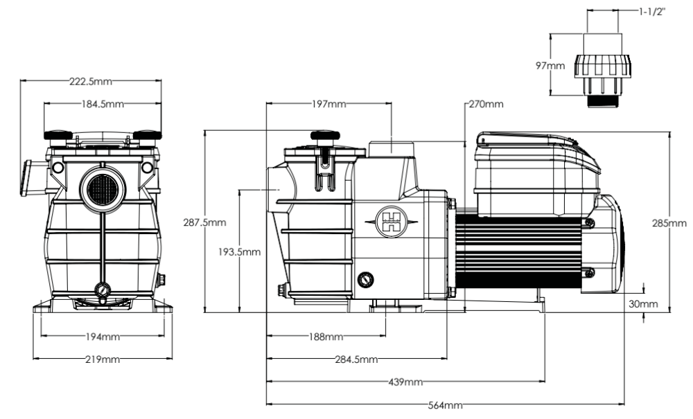 Насос для бассейна Hayward Max Flo VS SP1811VS (220 В 13.5 м3/ч 1.1 HP) 4-скоростной Киев - изображение 2