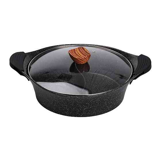 Алюминиевая кастрюля Ø 30 см 2-ступенчатое мраморное антипригарное покрытие Черный MGC HP-4-413B Киев