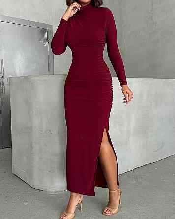 Жіноче класичне привабливе максі плаття креп дайвінг Бордо Одеса