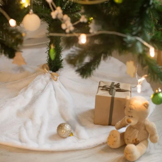 Коврик под елку юбка для елки Niki Light новогодний декор меховые коврики под елку Белый 90 см Киев