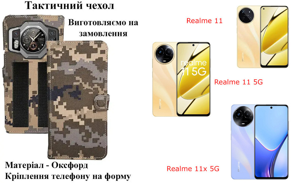Тактический чехол для Oppo A52, OPPO A53, OPPO A53s, крепится к снаряжению на липучке Киев - изображение 1