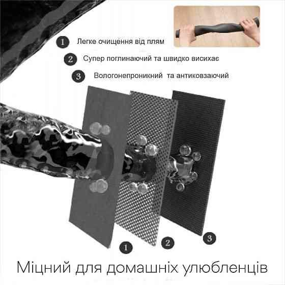 Антиковзний Поглинаючий Швидковисихаючий Килимок під миски для домашніх тварин Кісточки 30 х 45 см Чорний Буча