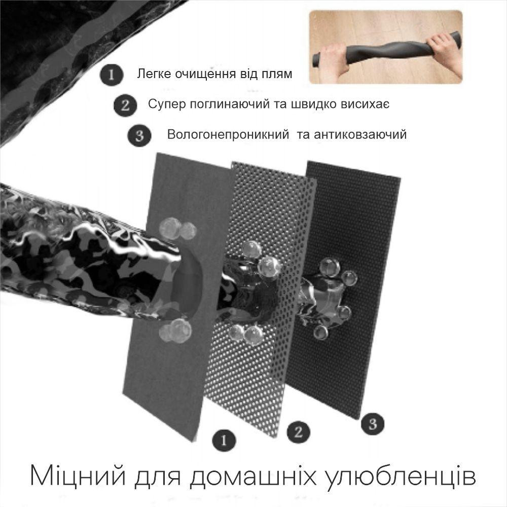 Антискользящий Поглощающий Быстросохнущий Коврик под миски для домашних животных Косточки 30 х 45 см Черный Буча - изображение 4