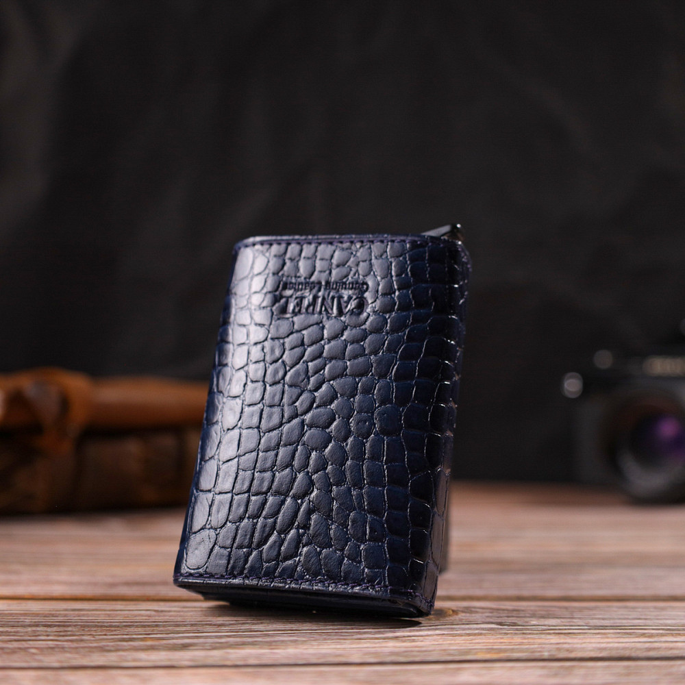 Картхолдер для чоловіків у три складання з автоматичним механізмом з натуральної шкіри з тисненням під крокодила CANPELLINI 21935 Київ - фото 8