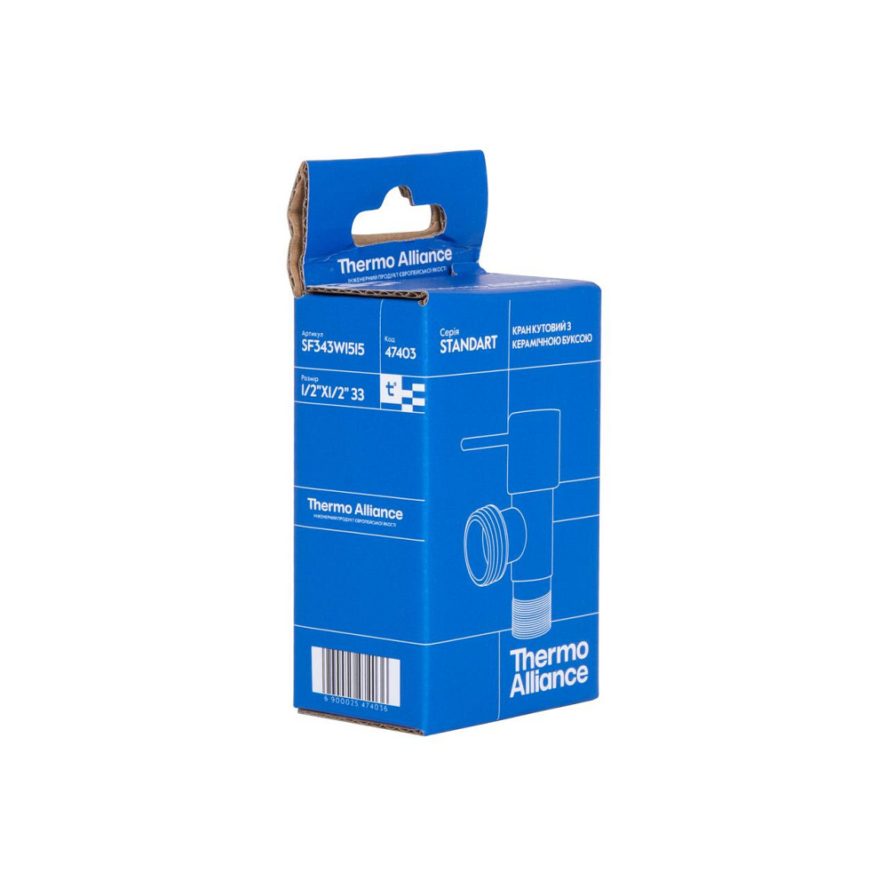 Кран кутовий Thermo Alliance Standart (ручка паличка) з керам.буксою 1/2"Н х 1/2"Н SF343W1515 Київ - фото 15