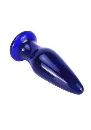 Скляна анальна пробка із вібрацією ToyJoy Buttocks конічної форми, синя Sex Aura Київ