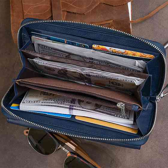 Гаманець універсальний жіночий ST Leather 19296 Темно-синій Київ