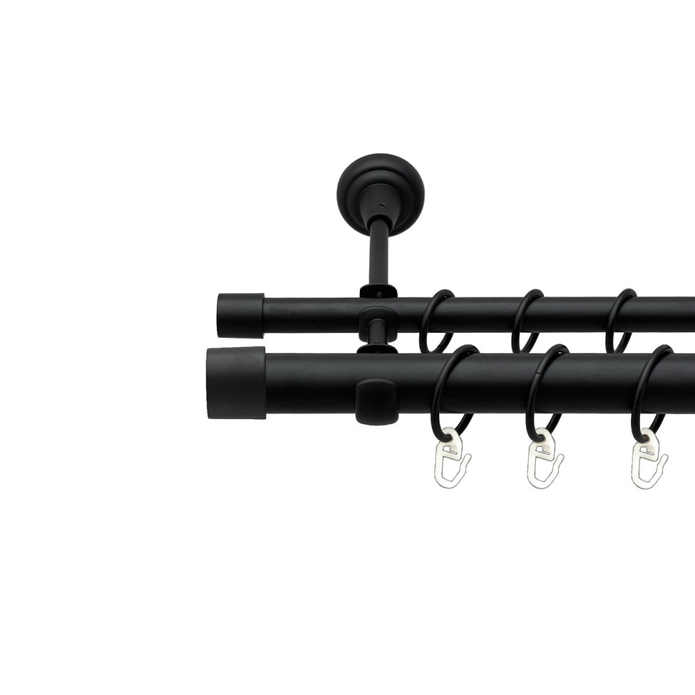 Карниз Orvit Заглушка металевий дворядний відкритий гладка труба кільце металеве Чорний Оксамит 25\16 мм 240 см (00-00024530) Львів - фото 1