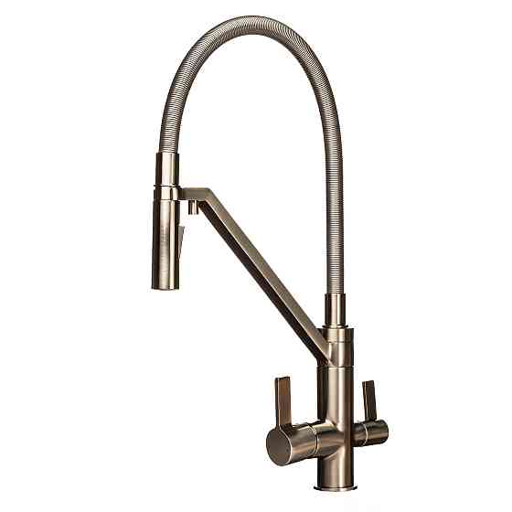 Змішувач  для кухні під осмос TOPAZ SARDINIA TS 8812-H24-PVD-S гнучкий вилив-душ, нікель.D35,TAQ-M10 Луцк