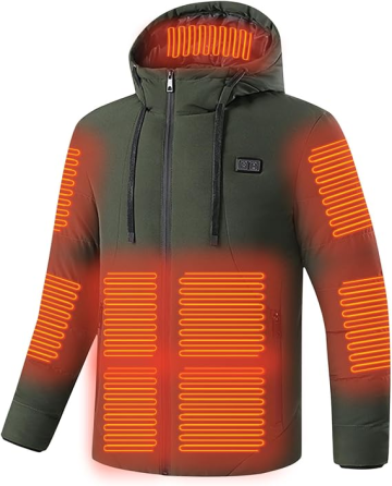 Куртка-парка з підігрівом 15 зон, Softshell, 3 режими, USB, хакі, вітрозахисна, з капюшоном, унісекс Київ