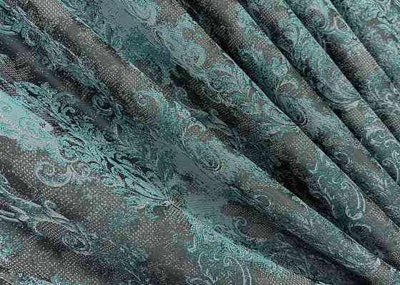 Комплект готових штор VR-Textil Льон Преміум № 1837ш Сірий з бірюзовим 200х295 см 2 шт (32-155) Київ