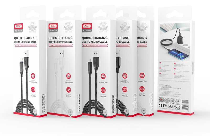 Кабель XO NB235 Zebra Series Braided USB-A to Micro - 1m White (6976054) Киев - изображение 5