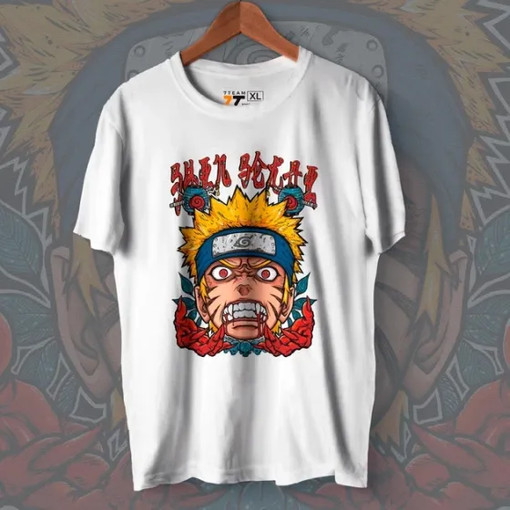 Футболка для подростка мальчика с принтом Наруто Сила Демона Размер 160 Anime10032 Днепр